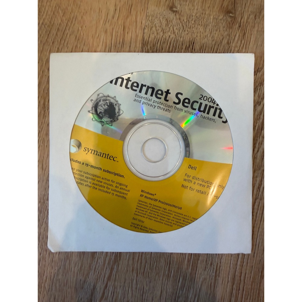 Symantec Internet Security 2004 Windows XP 2000 Me 98 Dell OEM Software CD C6152